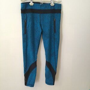 Lululemon EUC Pace Rival Crop leggings tights turquoise blue black size 8